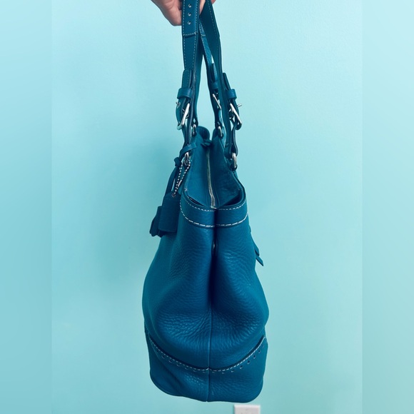 Vintage Coach Hamptons Blue Pebbled Leather Carryall Tote Bag